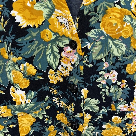 💛 CHIC PETITES - VINTAGE Floral Buttoned Vest - Size 10 - Picture 5 of 8